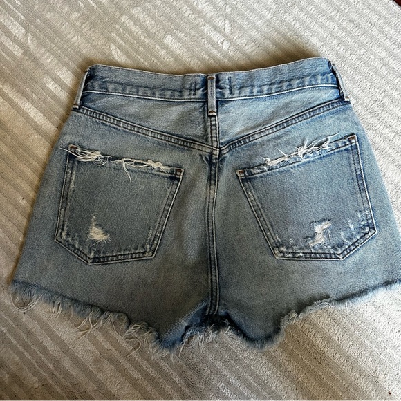 Agolde Light Blue Distressed Jean Shorts - Picture 2 of 5